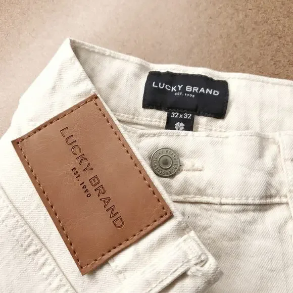 Lucky Brand 412 Authentic Slim Jeans Straight Leg Stretch Men 32x32 Beige Preppy - Picture 4 of 13